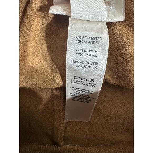 Chicos Faux Suede Wide Crop‎ Pants Size 1.5 Medium 10 (33x21) Brown High Rise - Picture 5 of 10